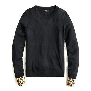 J.Crew Tippi sweater with leopard-print cuffs